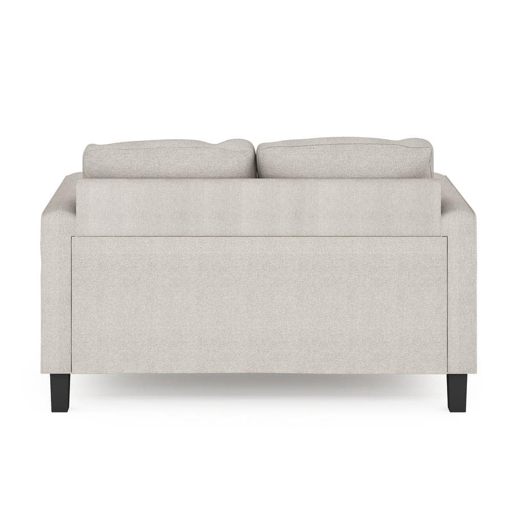 Fog Grey Polyester 2-Seat Square Arm Loveseat with Wood Finish