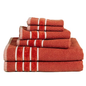 Popular Rice weave 6-Piece Towels BURGUNDY