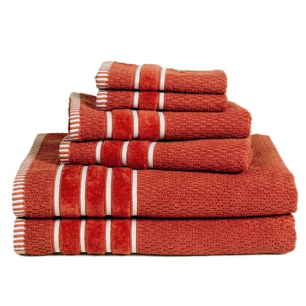 Lavish Home 6-Piece Brick 100% Cotton Rice Weave Towel Set