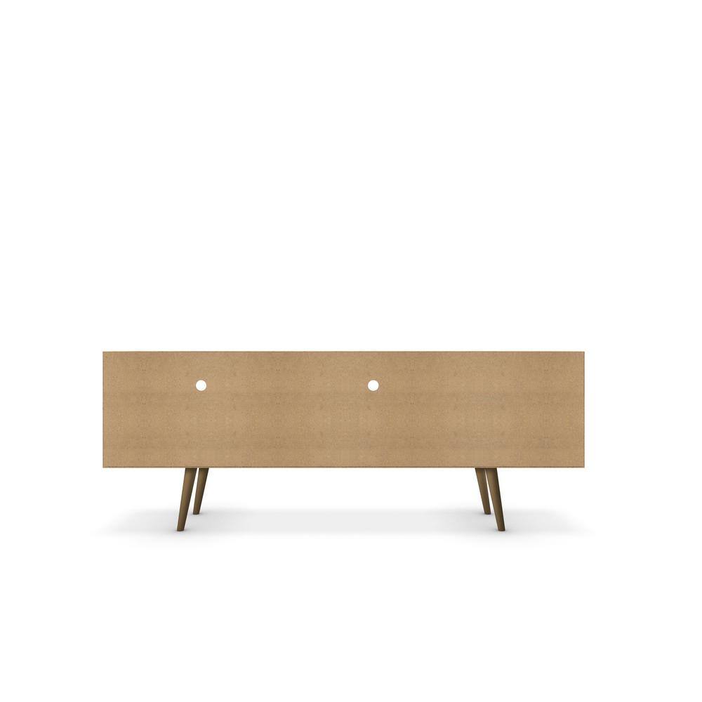White and Brown Mid-Century Modern TV Stand with Cabinet