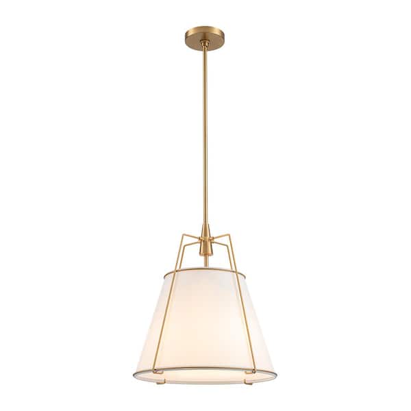 HUOKU Haven Modern Farmhouse 15 in. W 4-Light Brass Frame Pendant