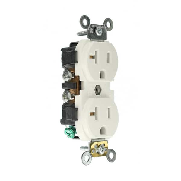 20 Amp 125 V Industrial Grade Self-Grounding Duplex Outlet/Receptacle, White (1-Pack) 5342-W