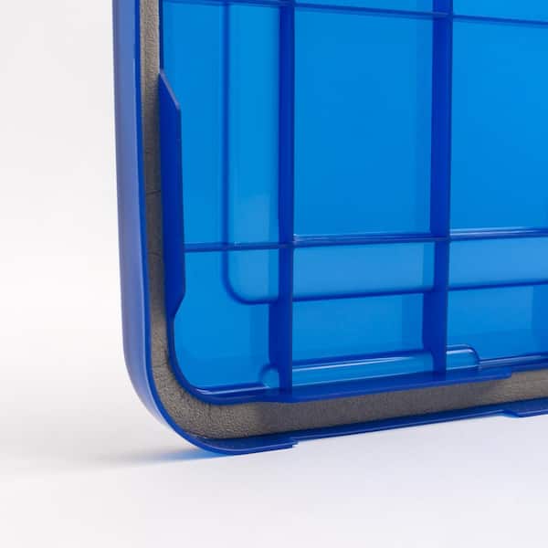 Iris 30 Qt. Weatherpro Clear Plastic Storage Box, Lid Blue