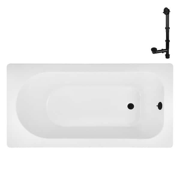 N-4260-736-BL 72 in. x 36 in. Rectangular Acrylic Soaking Drop-In Bathtub, with Center Drain in Matte Black