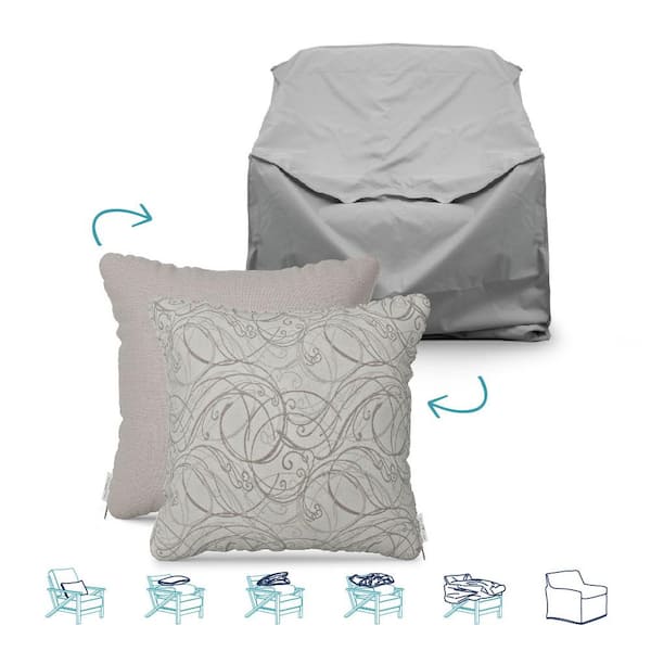 Unbranded Pillow-To-Cover 18 in. Fantasia Parchment/Cast Silver Pillow Club Chair Cover