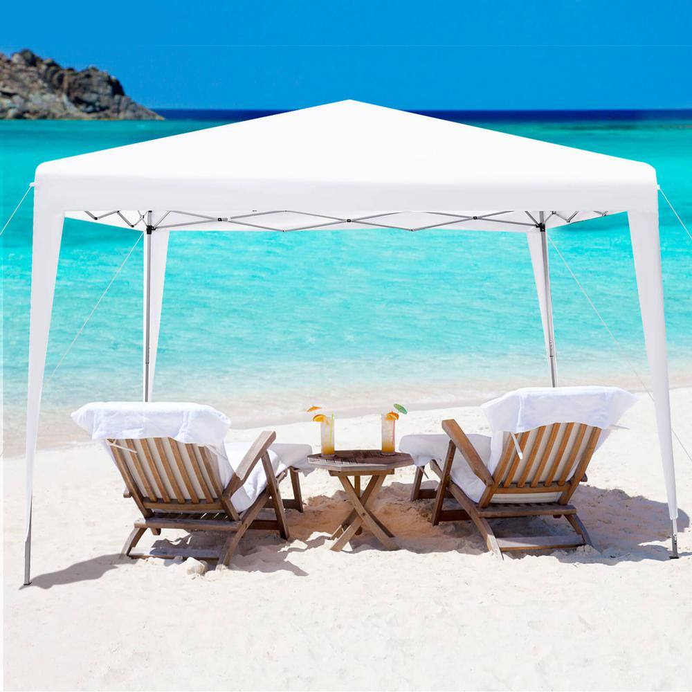 White 10x10 ft Adjustable Height Pop-Up Canopy Tent