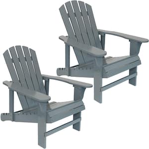 Gray Wood Adirondack Chair with Adjustable Backrest (Set of 2)