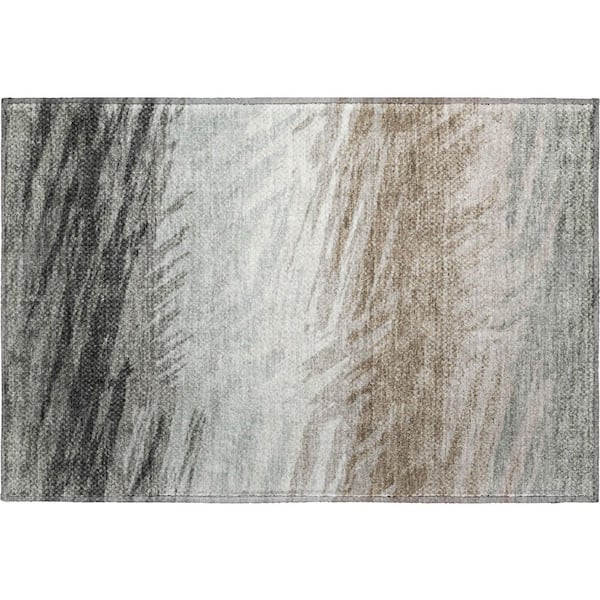 Mayfield Premium Machine Washable Abstract AMF2272 Brown 2 ft. x 3 ft. Accent Rug