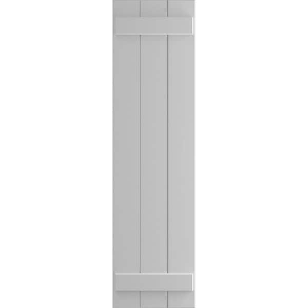 Ekena Millwork TruFit PVC 16.125 in. W x 25 in. H Board and Batten Shutters Pair in Primed