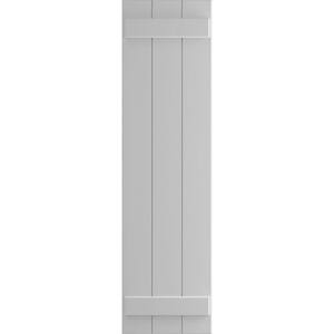 16 1/8" x 62" True Fit PVC Three Board Joined Board-n-Batten Shutters, Primed (Per Pair)