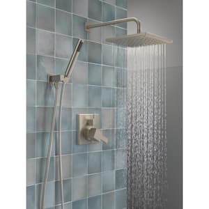 Modern 1-Spray Raincan Wall Mount Fixed and Handheld Shower Head 1.75 GPM in Spotshield Brushed Nickel