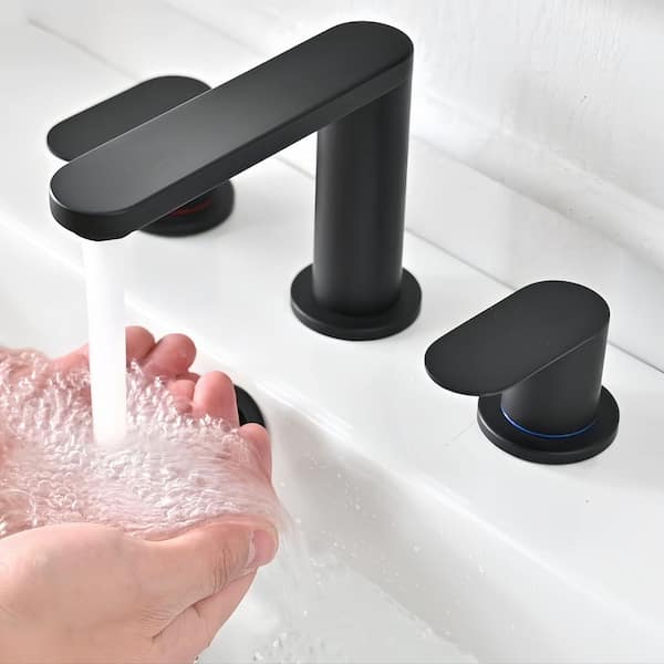 8 in. Widespread 2-Handle Bathroom Faucet with Pop-up Drain Assembly in Matte Black