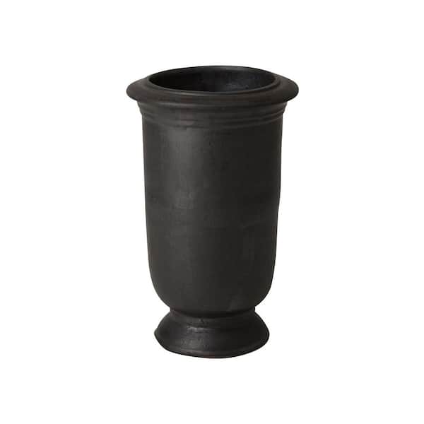 Emissary 22.5 in. H Matte Black Ceramic Round Cup Planter