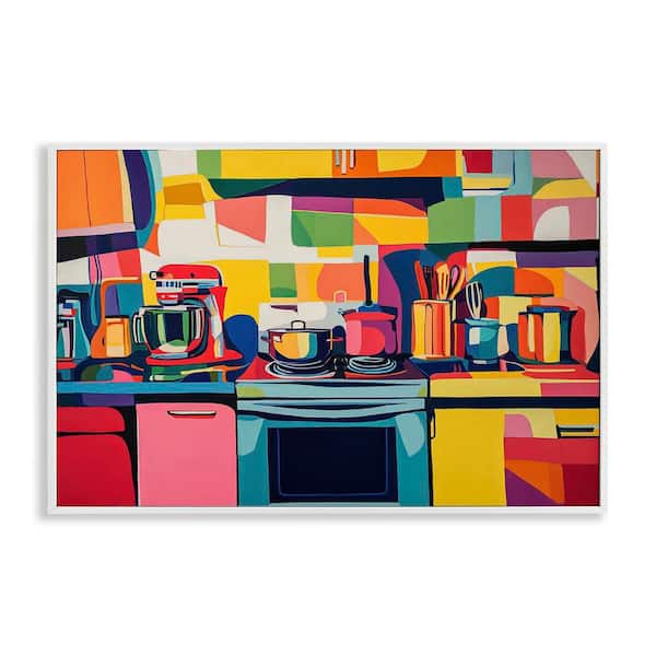 Stupell Industries Whimsical Hued Kitchen by LSR Design Studio White Framed Home Giclee Art Print 16 in. x 24 in.