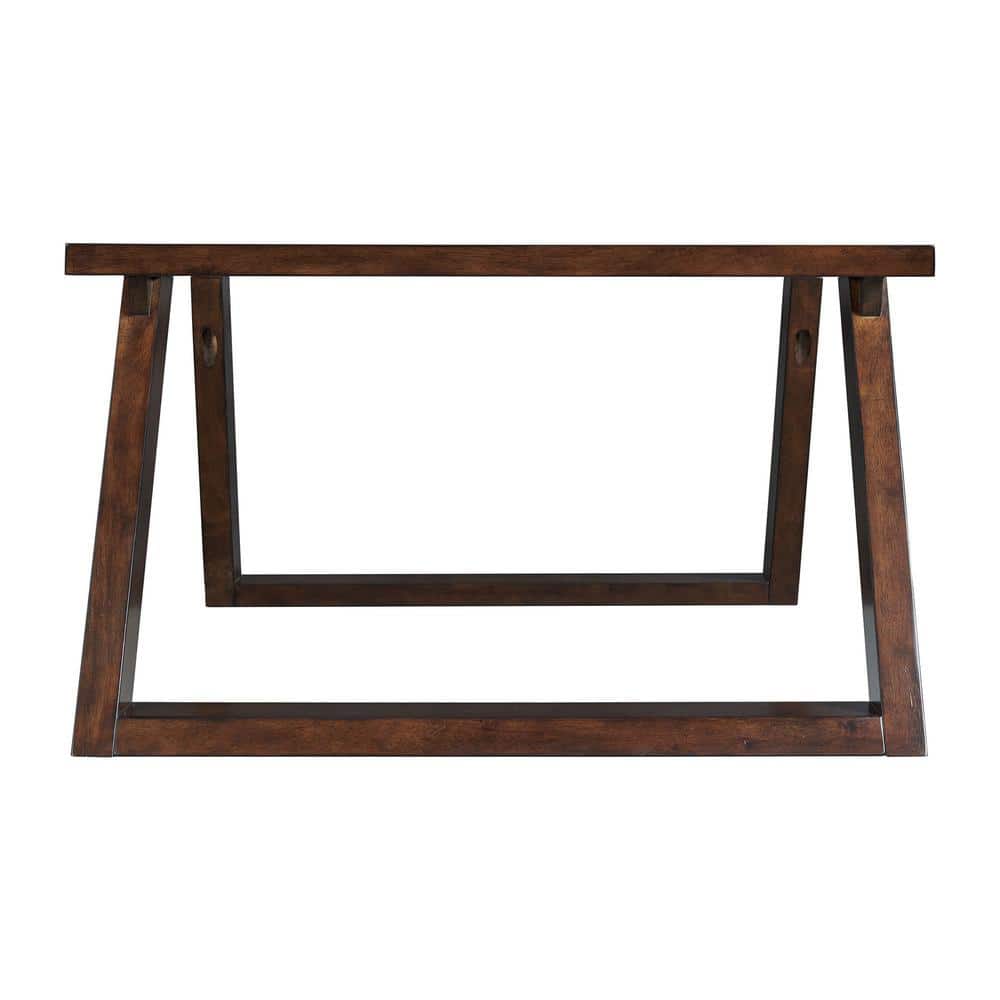 Espresso Dark Brown 50" Wood & Glass Rectangular Coffee Table