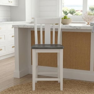 24 in. H White/Gray San Remo Counter Height Stool