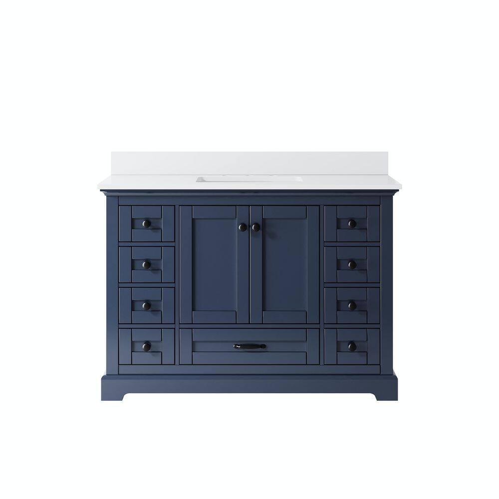 48 in. Freestanding Solid Wood Navy Bath Vanity with White Cultured Marble Top Assembled, Soft-close Door and Drawer price history on PriceWatchPro