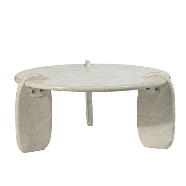 Grover Outdoor Faux Stone Coffee Table in White