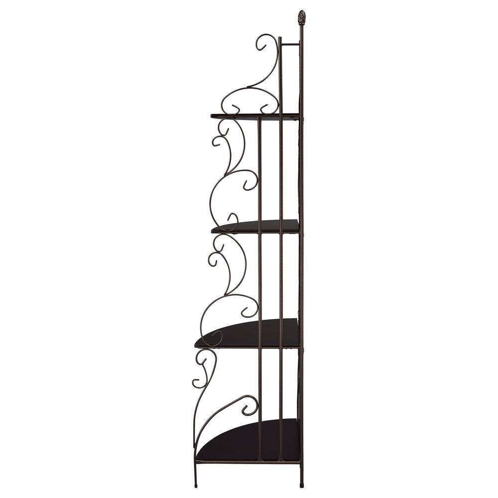 Cappuccino and Copper 4-Shelf Corner Bookcase