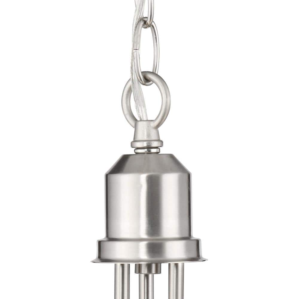 Brushed Nickel 3-Light Chandelier with Etched Glass Shades