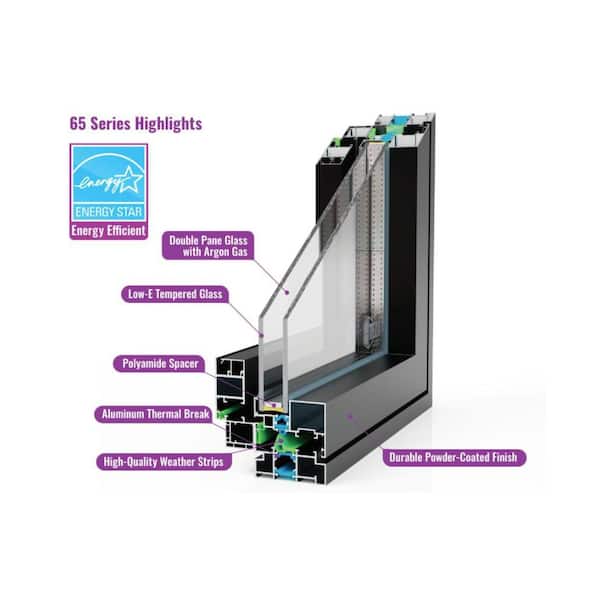 TEZA DOORS Teza 48 in. x 48 in. Aluminum Low-E Double-Pane Clear