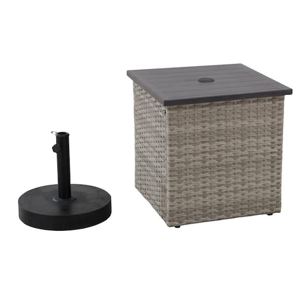 Sunjoy Rosalie Gray Square Steel Side Table with Umbrella Stand