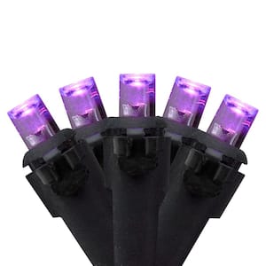 50-Count Wide Angle Purple LED Christmas Lights 16 ft. Black Wire