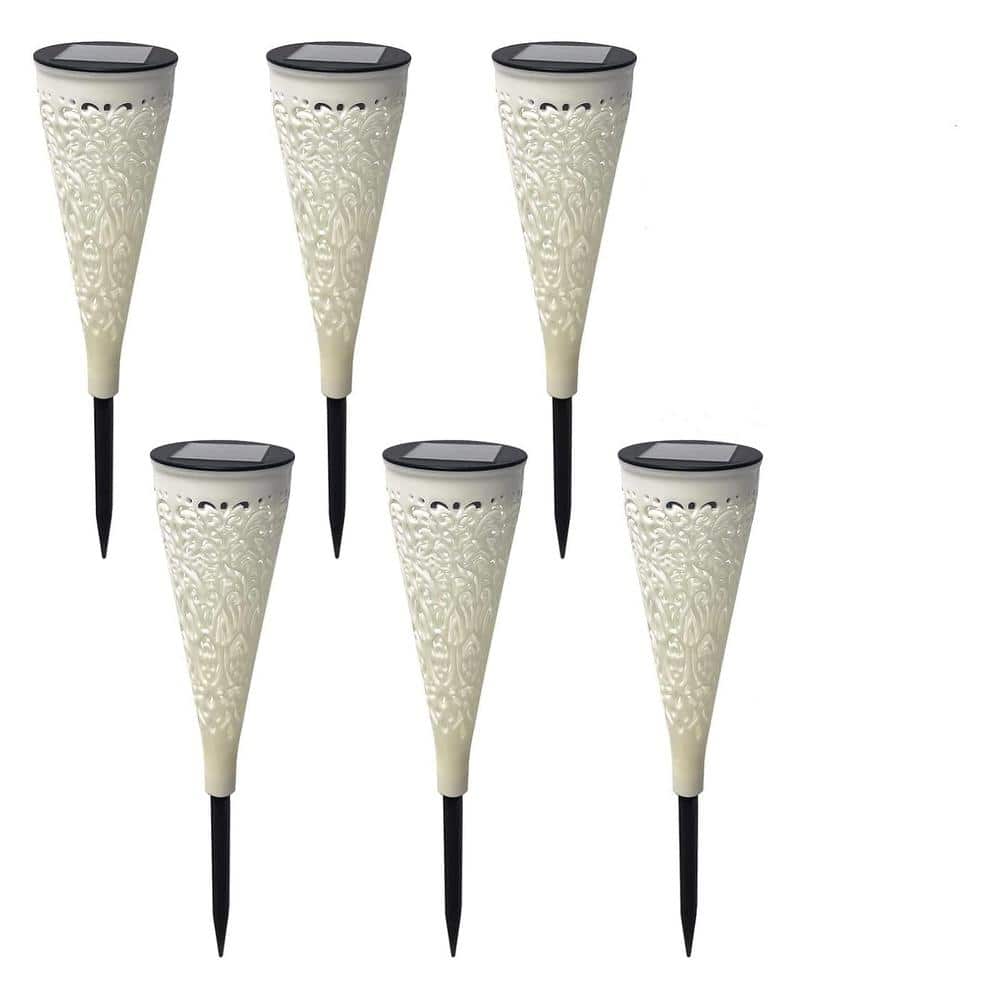 Outdoor Decor, Solar Pathway Lights 6-Pack, White Waterproof Metal Solar Ya
