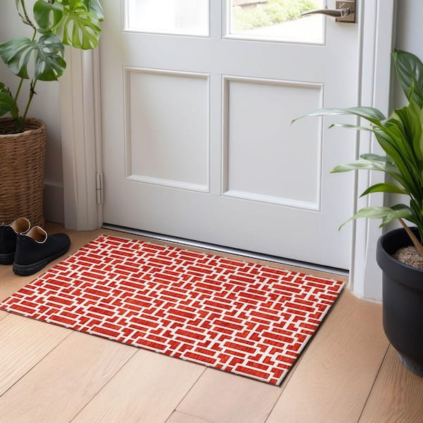 Chantille Machine Washable Indoor/Outdoor Abstract ACN916 Red 1 ft. 8 in. x 2 ft. 6 in. Area Rug
