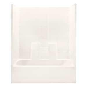 Everyday 60 in. x 30 in. x 72 in. 1-Piece Bath and Shower Kit with Left Drain in Bone