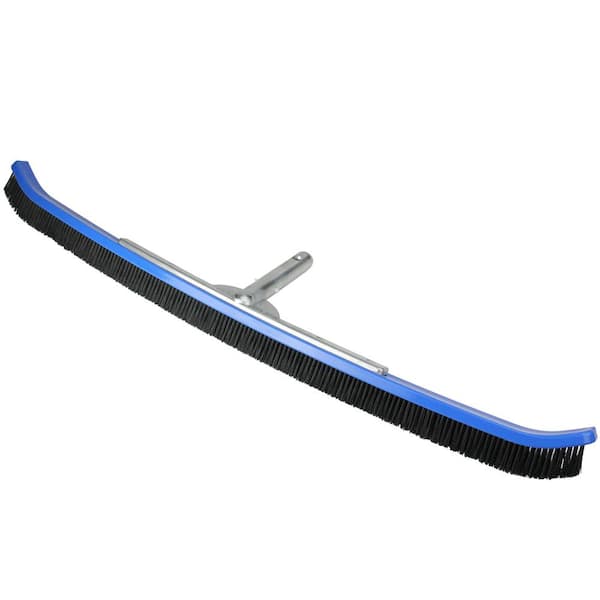 Pool Central 5.5 in. Blue Nylon Bristle Pool Wall Brush with Aluminum Handle