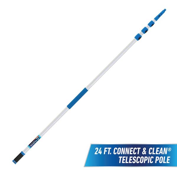 24 ft. Aluminum Telescoping Pole with Connect and Clean Locking Cone and Quick-Flip Clamps