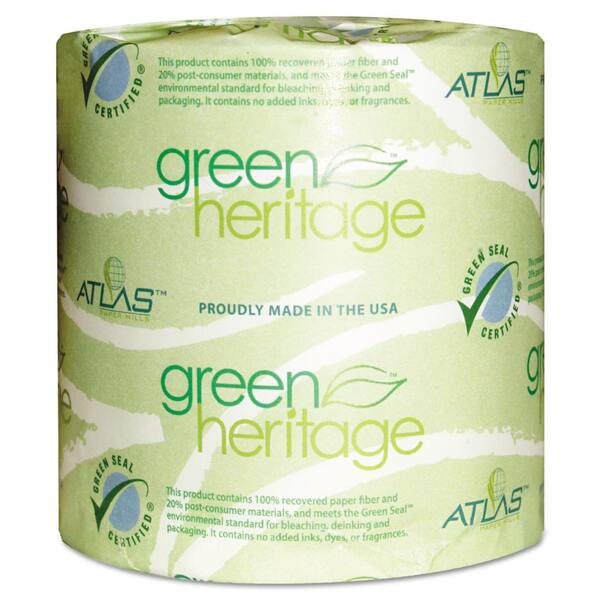 Resolute Tissue 4.4 in. x 3.8 in. 1-Ply Green Heritage Professional Toilet Tissue (1000-Roll, 96-Roll/Carton)