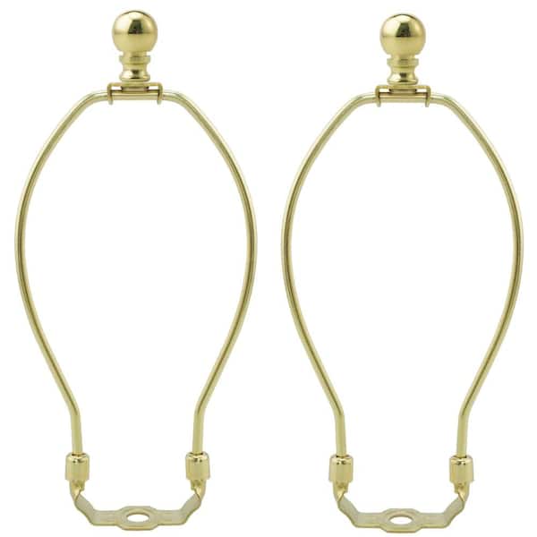 8 in Gold Lamp Harp and Finial Set with Saddle Bases, Detachable Metal Holder for Table and Floor Lamps
