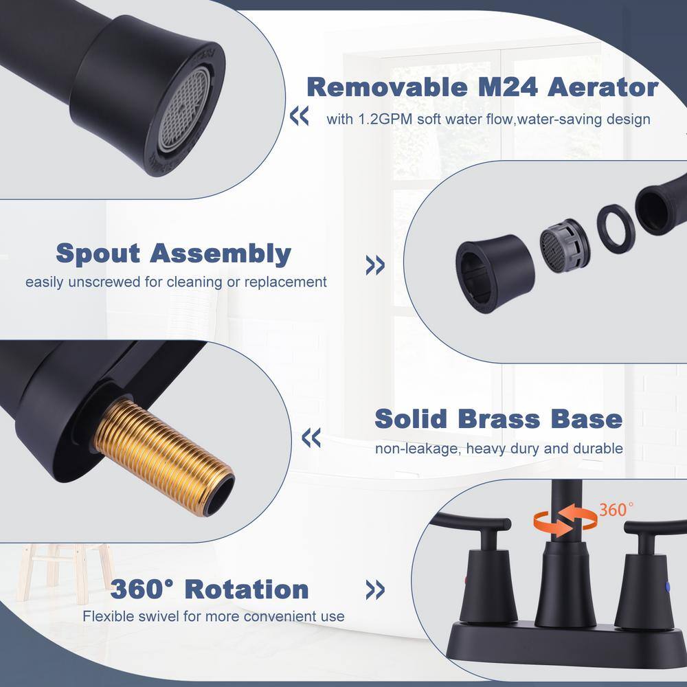 Matte Black Double Handle High Arc Bathroom Faucet