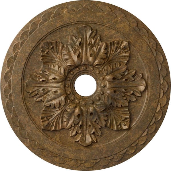 Ekena Millwork 2 in. x 23-5/8 in. x 23-5/8 in. Polyurethane Bordeaux Deluxe Ceiling Medallion, Rubbed Bronze