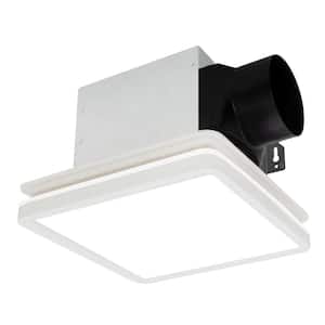 Bathroom Exhaust Fan with Light, Dimmable 3CCT LED Light with Night Light, 80 CFM, 2-Sones, Square, White