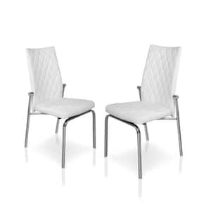 Quinze White and Chrome Upholstered Dining Chairs (Set of 2)