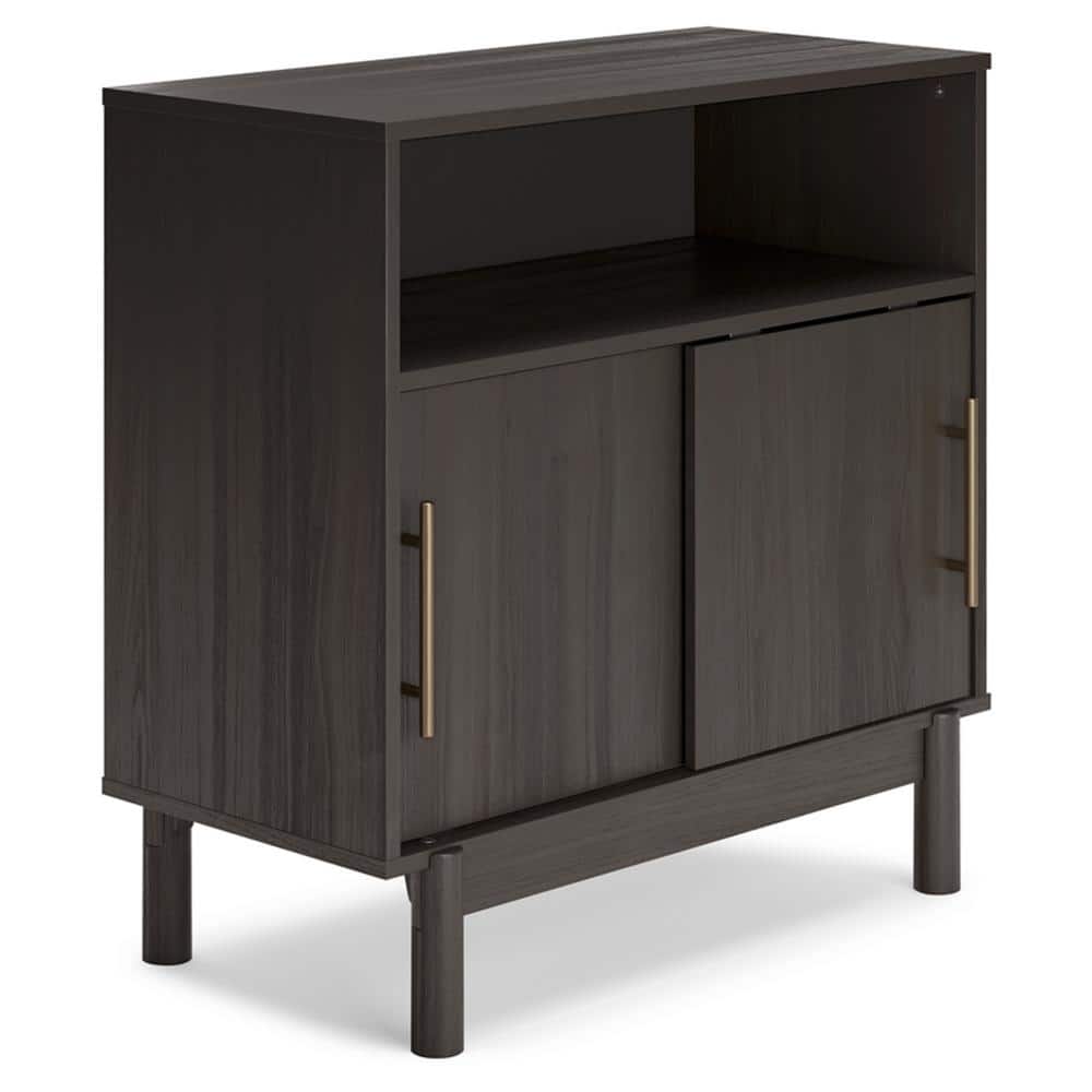 Brymont Dark Gray Wood Accent Cabinet with Goldtone Handles