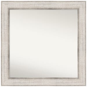 Trellis Silver 32 in. x 32 in. Non-Beveled Classic Square Wood Framed Wall Mirror in Silver