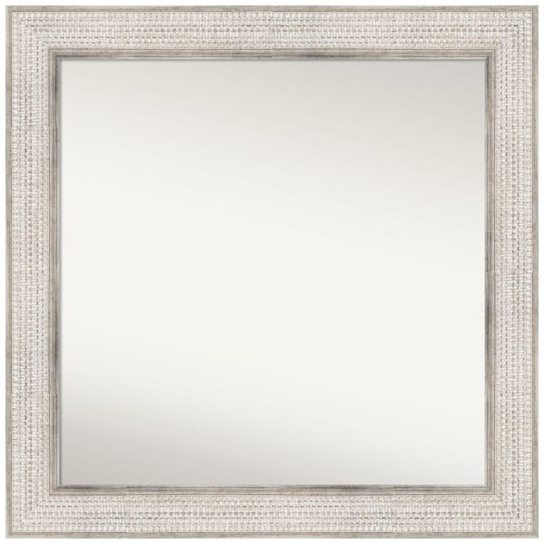 Amanti Art Trellis Silver 32 in. x 32 in. Non-Beveled Classic Square Wood Framed Wall Mirror in Silver