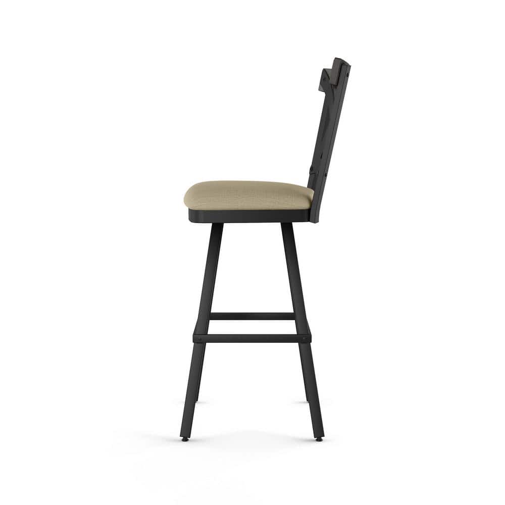 Rustic Farmhouse 32" Swivel Bar Stool in Black Wood and Metal