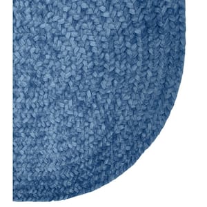 Chenille Braid Collection Smoke Blue 60" x 96" Oval 100% Polyester Reversible Solid Area Rug