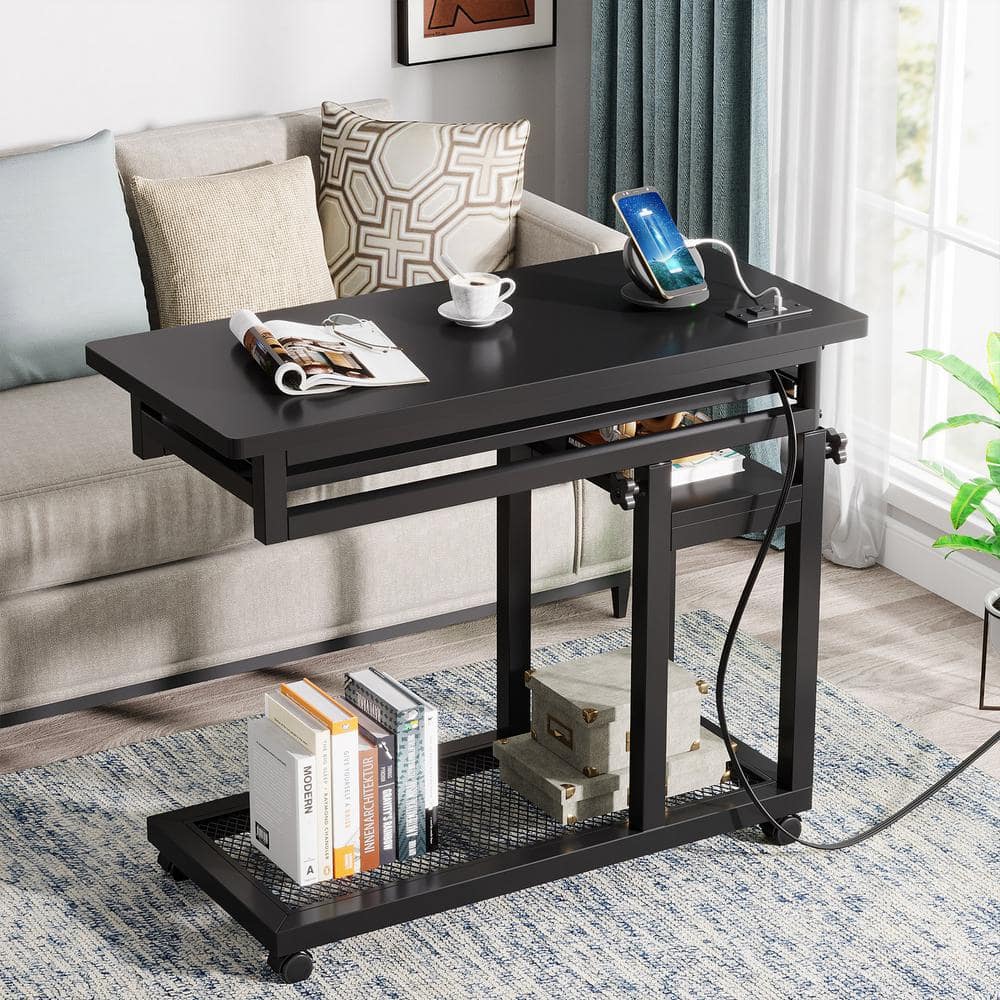 BYBLIGHT Kerlin 31.5 in. Height Adjustable Black C-Shaped