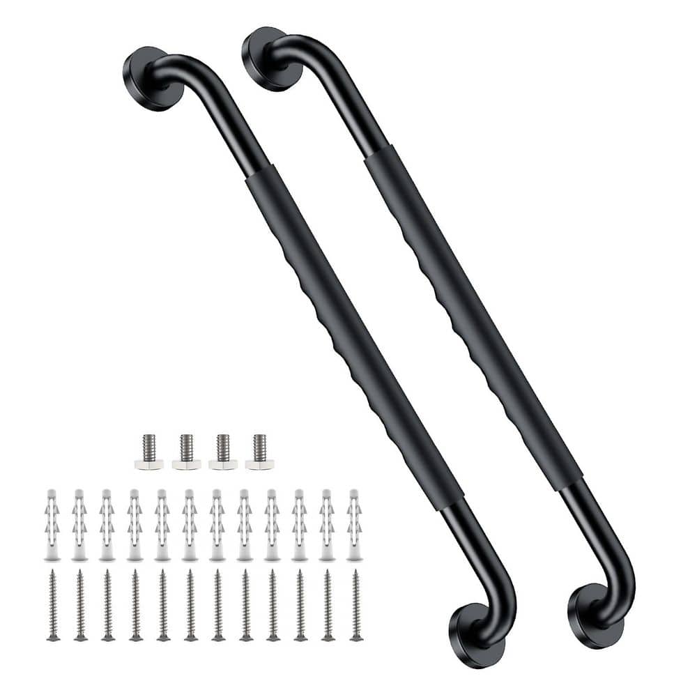 2-Pack 24 Inch Black Stainless Steel Shower Grab Bars with Anti-Slip Rubber Grip, Wall Mount Safety Handrail price history on PriceWatchPro