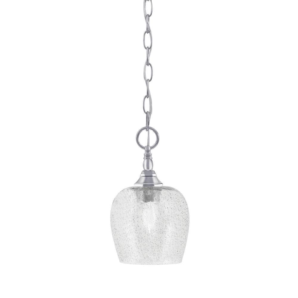 Elva 100-Watt 1-Light Chrome Shaded Pendant Light with 6 in. Smoke Bubble G