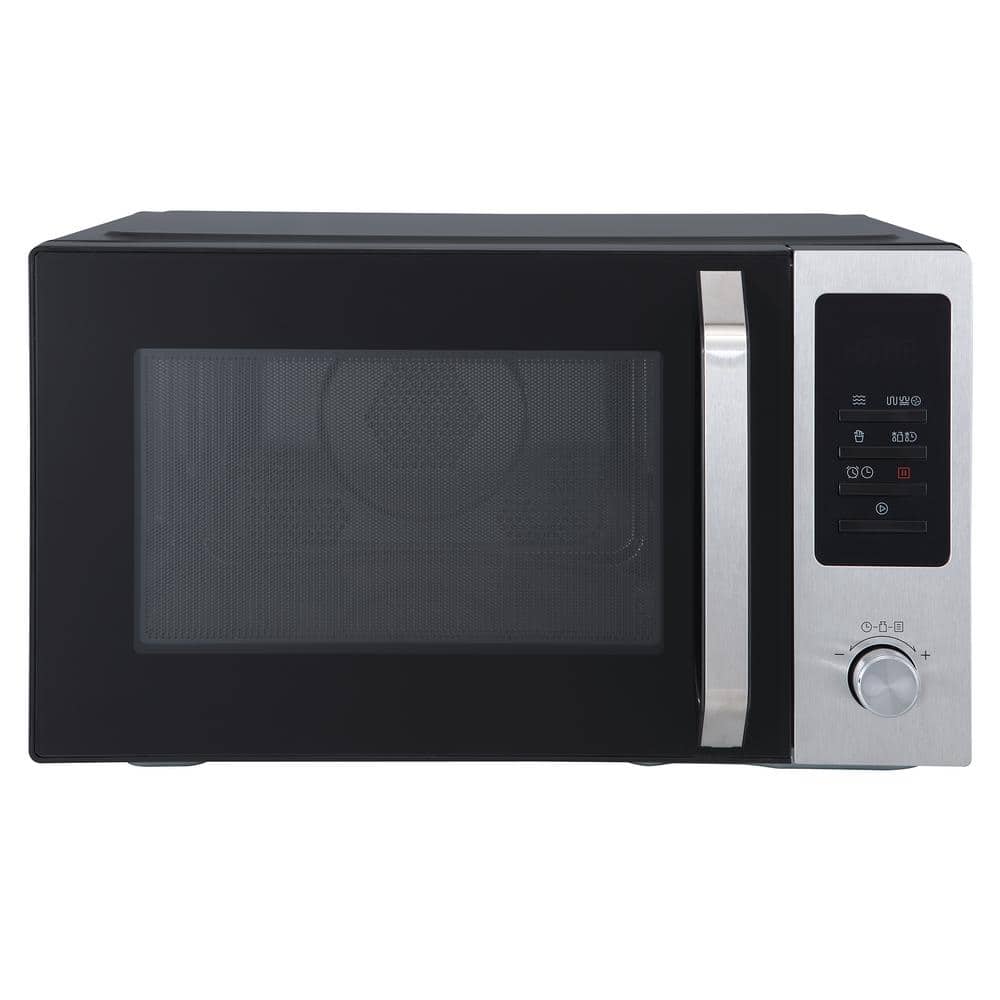 Magic Chef 1.0 cu. ft. Countertop Microwave in Stainless and Black with Air Fryer, Black With Stainless Door