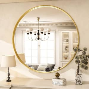 30 in. W x 30 in. H Round Gold Aluminum Alloy Deep Framed Wall Mirror