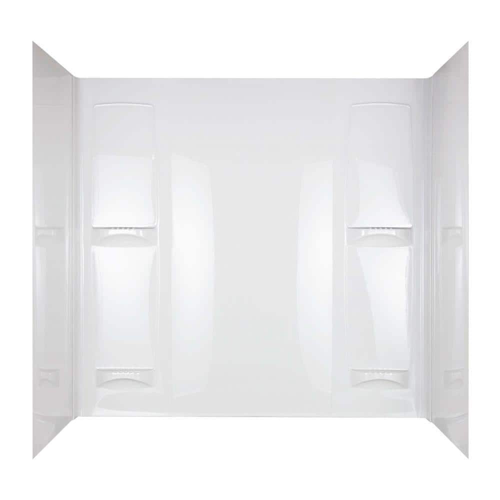 Hudson 32 in. x 60 in. x 57 in. 5-Piece Easy Up Adhesive Tub Wall in White