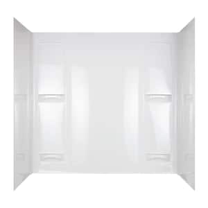 Hudson 32 in. x 60 in. x 57 in. 5-Piece Easy Up Adhesive Tub Wall in White